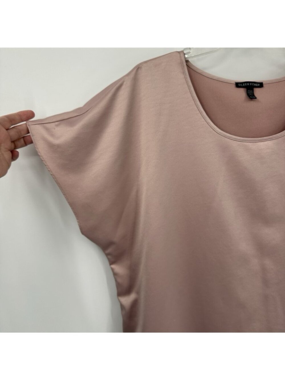 EILEEN FISHER t shirt tee short sleeve satin pink XL lightweight casual summer - Picture 6 of 10